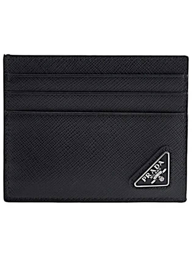 Triangle Logo Saffiano Card Wallet Black - PRADA - BALAAN 2