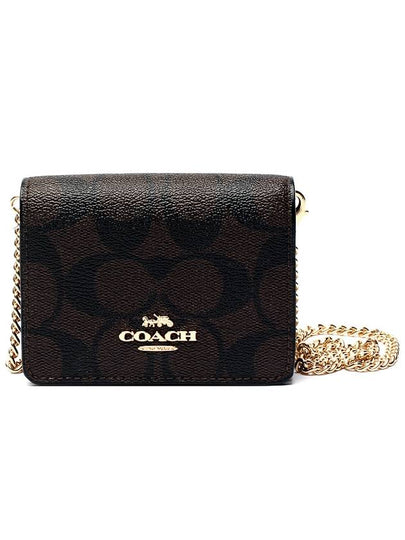 Women's Chain Signature Canvas Mini Cross Bag Brown - COACH - BALAAN 2