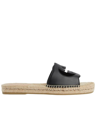 Interlocking G Cutout Slide Slippers Black - GUCCI - BALAAN 2