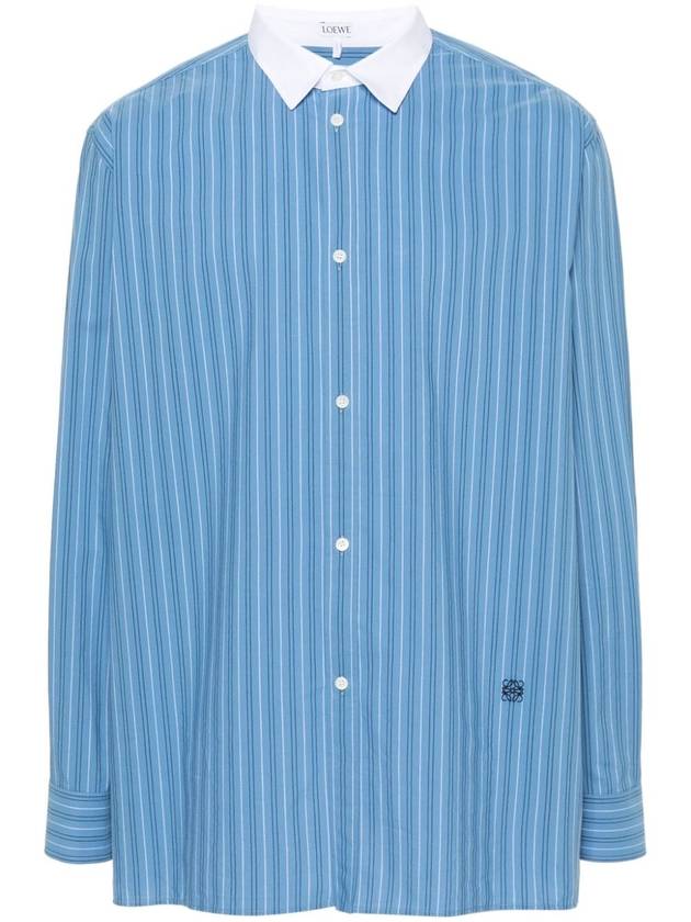 Embroidery Anagram Striped Long Sleeve Shirt Blue - LOEWE - BALAAN 2