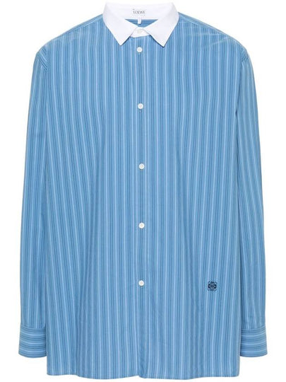 Embroidery Anagram Striped Long Sleeve Shirt Blue - LOEWE - BALAAN 2