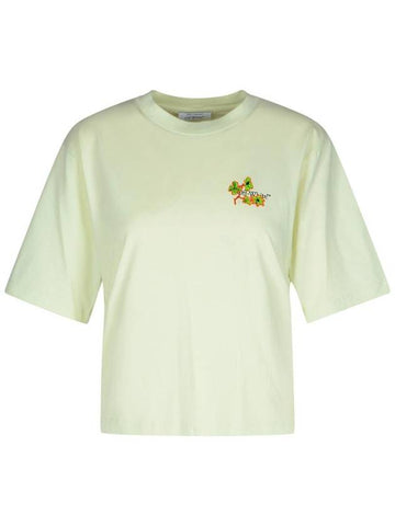 Off-White 'Ramage Flower' Green Cotton T-Shirt - OFF WHITE - BALAAN 1