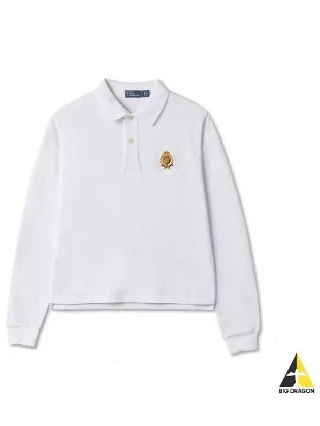 W Crest Polo Long Sleeve Mesh Shirt White - POLO RALPH LAUREN - BALAAN 1