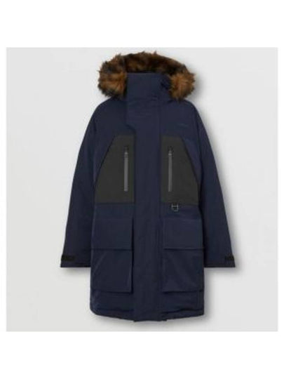 Faux Fur-Trimmed Oversized Parka Navy - BURBERRY - BALAAN 2