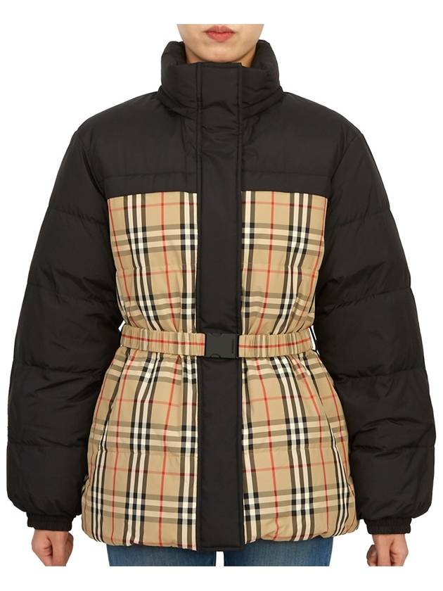 Check Reversible Down Padding Beige Black - BURBERRY - BALAAN 2