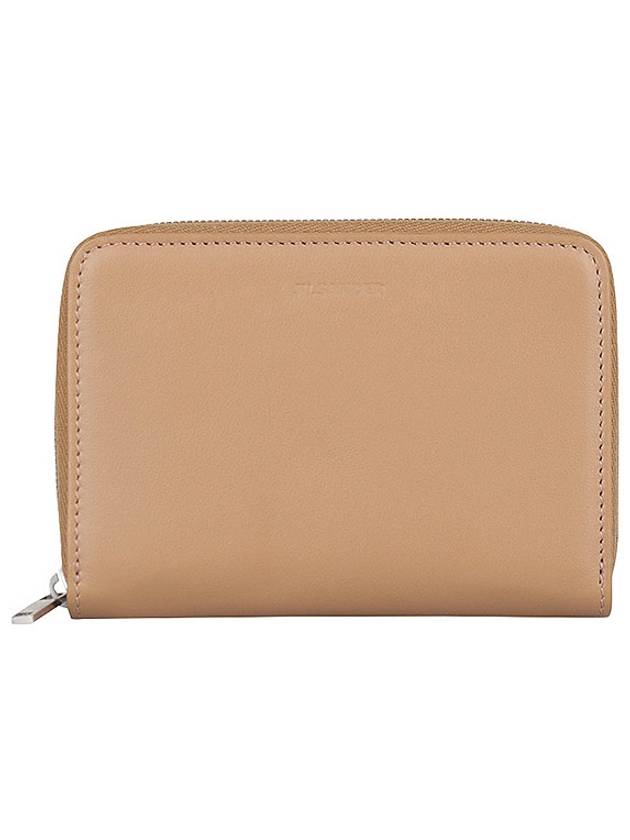 Zip-up Around Leather Card Wallet Beige Brown - JIL SANDER - BALAAN 2