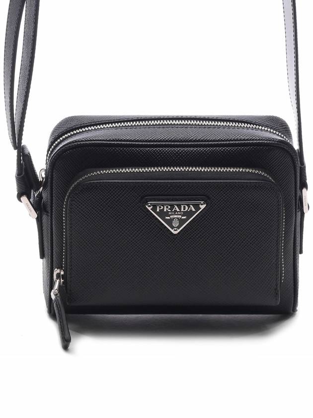 Saffiano Triangle Logo Black Cross Bag Black - PRADA - BALAAN 2