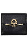 Gancini Leather Half Wallet Black - SALVATORE FERRAGAMO - BALAAN 2