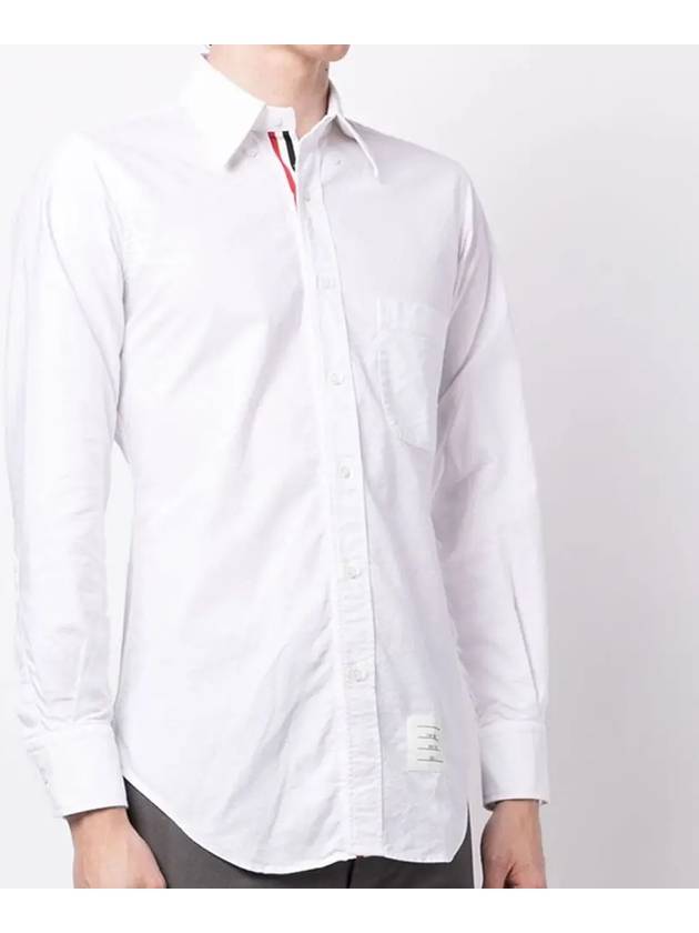 Men's Logo Patch Classic Cotton Long-Sleeve Shirt White - THOM BROWNE - BALAAN 3