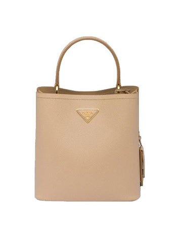 Pannier Saffiano Leather Medium Tote Bag Beige - PRADA - BALAAN 1