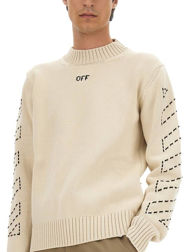 sweater OMHE172F23KNI001 6110 BEIGE - OFF WHITE - BALAAN 5