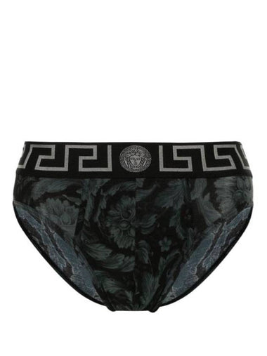 Men's Greca Border Barocco Print Briefs Black - VERSACE - BALAAN 1