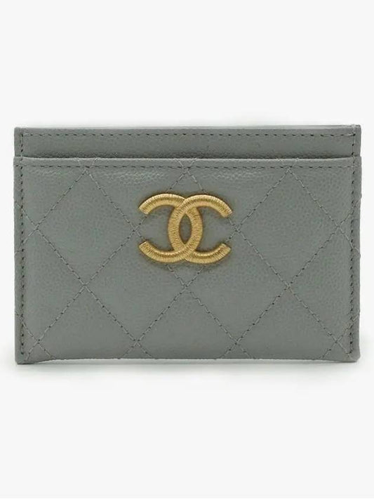 CC logo card wallet shiny caviar gold gray AP3524 - CHANEL - BALAAN 1