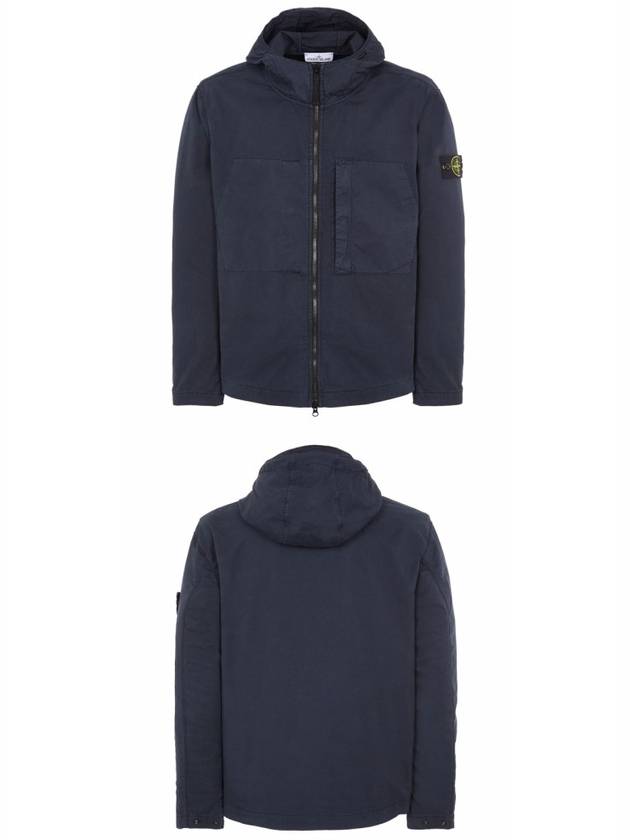 Men's Wappen Patch Supima Cotton Hooded Jacket Navy - STONE ISLAND - BALAAN 5