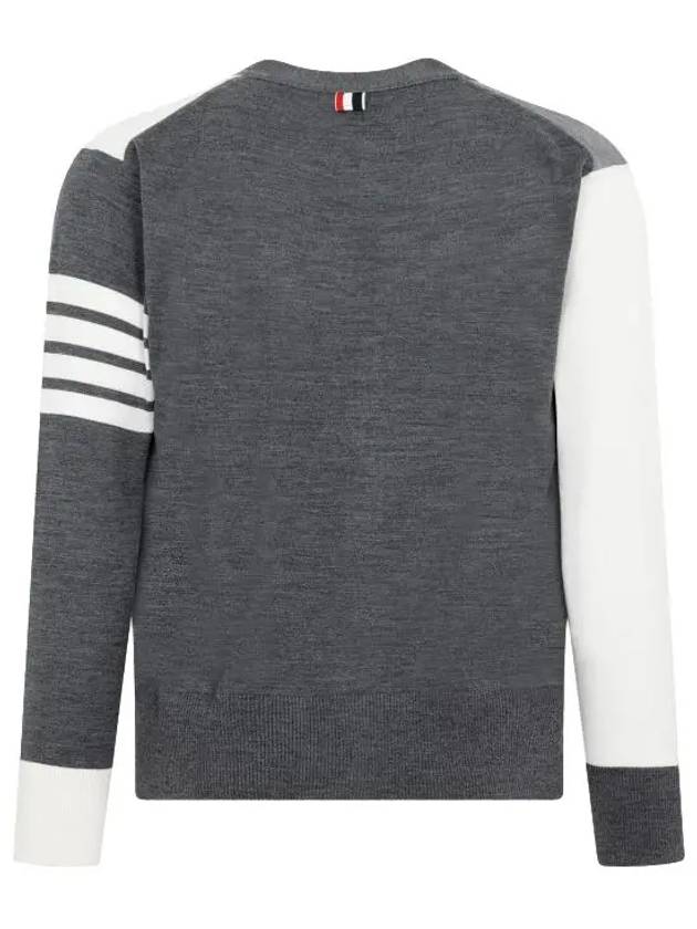 Men's Sustainable Classic Diagonal Wool Cardigan Tonal Grey - THOM BROWNE - BALAAN 3