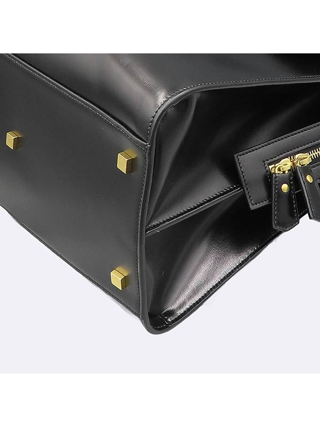 557654 Black color leather gold plated YSL Uptown monogram large tote bag detachable clutch shoulder strap 2WAY - SAINT LAURENT - BALAAN 5