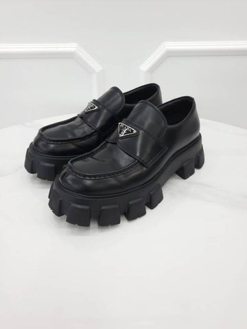 Triangular logo monolith brushed loafers 8 - PRADA - BALAAN 1