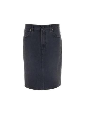 Logo Patch Denim Midi Skirt MG2274SOOO15EF F0031 - MIU MIU - BALAAN 1