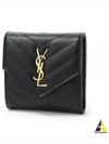 Monogram Cassandra Matelasse Half Wallet Black - SAINT LAURENT - BALAAN 2