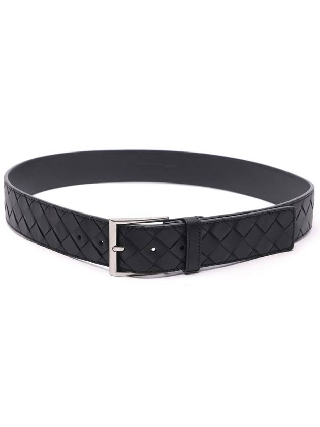 Intrecciato Buckle Leather Belt Black - BOTTEGA VENETA - BALAAN 5