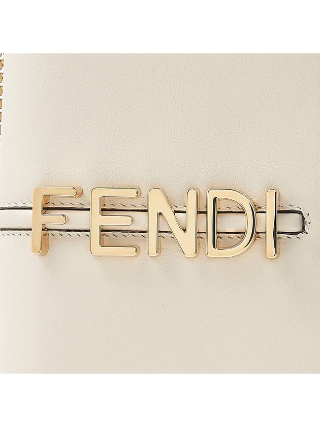 Fendigraphy Chain Leather Cross Bag White - FENDI - BALAAN 8