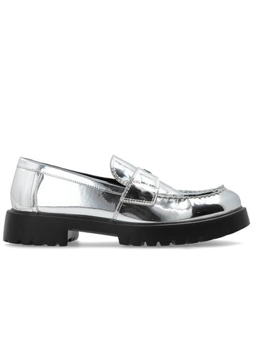 Tory Burch Lug Loafers Shoes, Women's, Silver - TORY BURCH - BALAAN 1