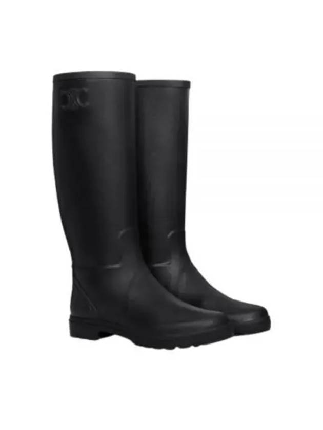 Logo Patch Natural Rubber High Rain Boots Black - CELINE - BALAAN 2