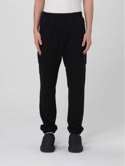 Stretch Fleece Mixed Cargo Track Pants Black - CP COMPANY - BALAAN 2