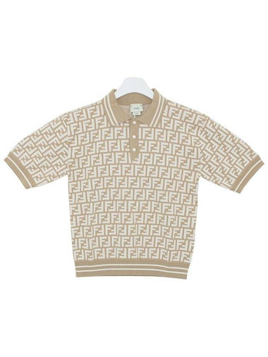 FF Logo All-Over Polo Shirt Beige - FENDI - BALAAN 1