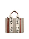 Woody Small Canvas Tote Bag White Brown Beige - CHLOE - BALAAN 2