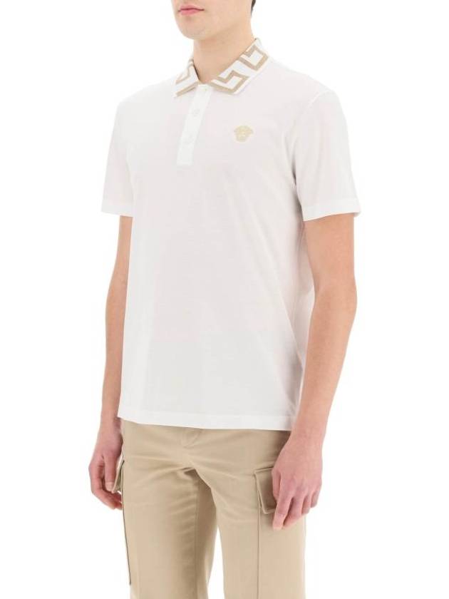 Men's Medusa Greca Short Sleeve Polo Shirt White - VERSACE - BALAAN 5