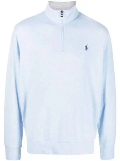 Pony Logo Half Zip Up Sweatshirt Light Blue - POLO RALPH LAUREN - BALAAN 2