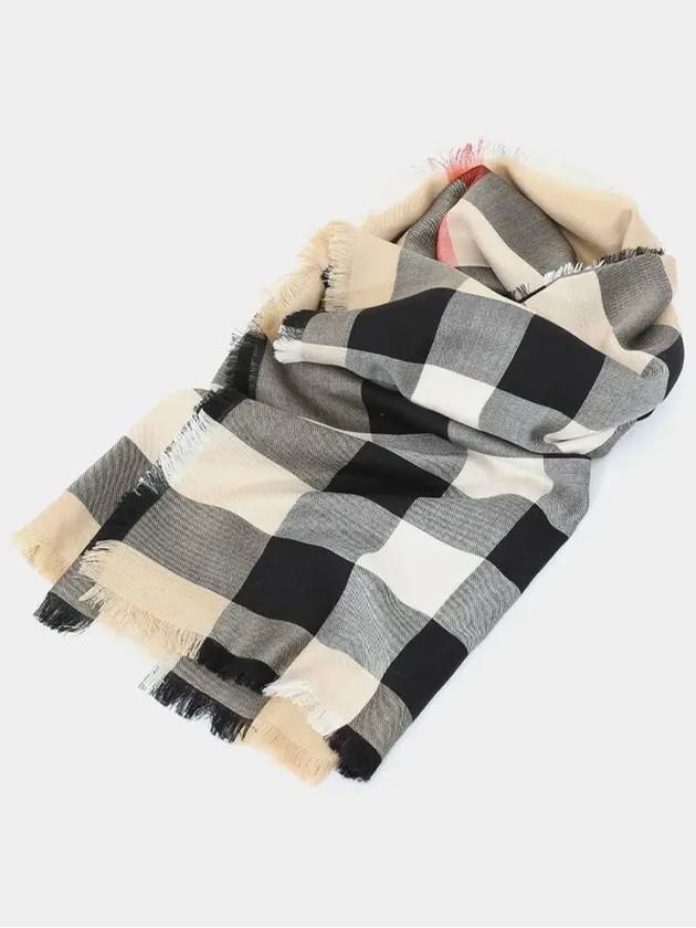 House Check Cashmere Blend Scarf Beige - BURBERRY - BALAAN 4