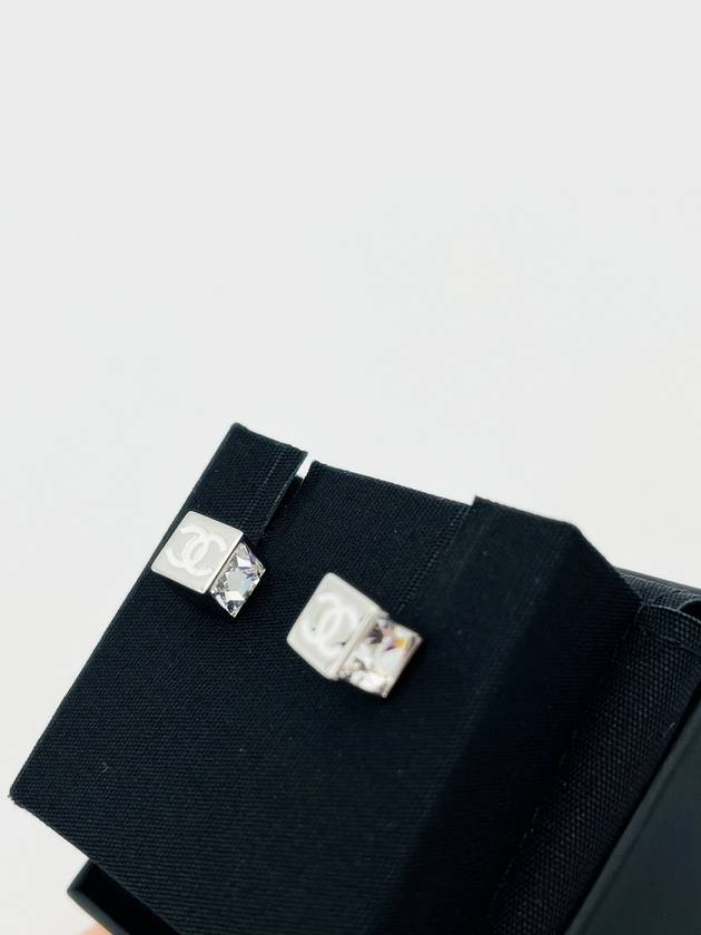 Earrings silver cubic square cube CC logo - CHANEL - BALAAN 4