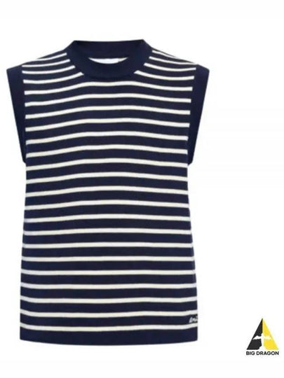 Embroided Sailor Knit Vest Navy - AMI - BALAAN 2