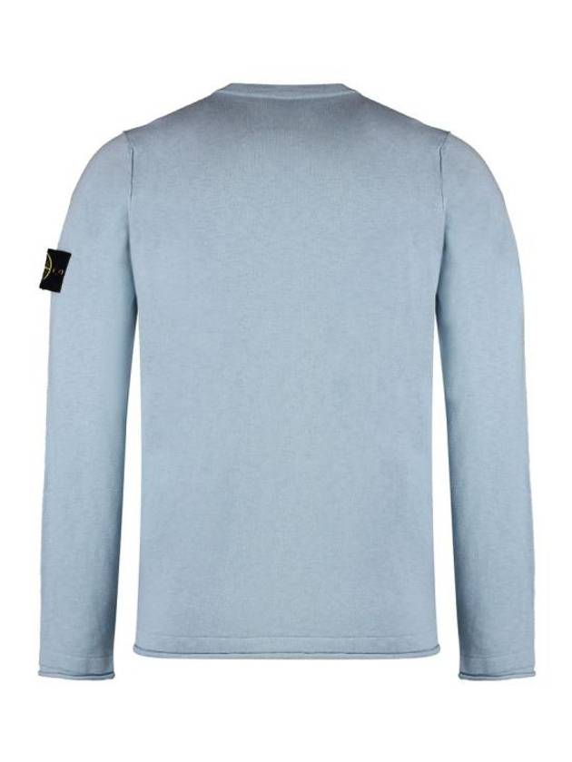 Compass Badge Ribbed Cotton Knit Top Sky Blue - STONE ISLAND - BALAAN 3