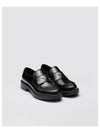 Chocolate Brushed Leather Loafers Black - PRADA - BALAAN 2