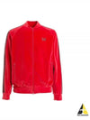 Webbing Trimmed Embroidered Logo Cotton Blend Velvet Track Jacket Red - NEEDLES - BALAAN 2