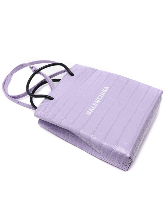 Women's Crocodile Print Shopping Tote Bag Purple - BALENCIAGA - BALAAN 6