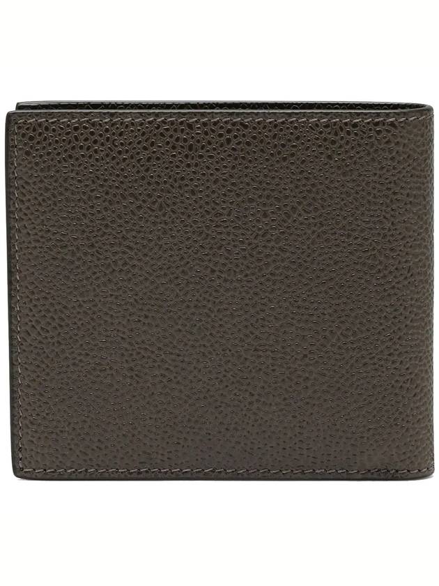 Pebble Grain Leather Half Wallet Dark Brown - THOM BROWNE - BALAAN 3