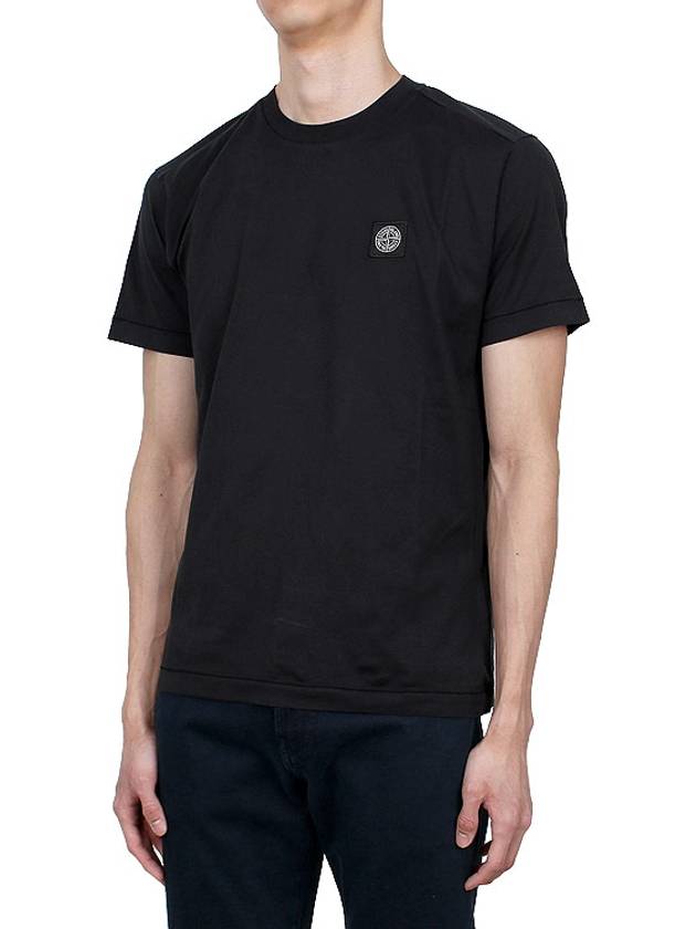 Logo Patch Short Sleeve T-Shirt Black - STONE ISLAND - BALAAN 4