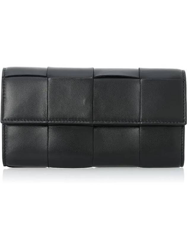 Cassette Flap Leather Long Wallet Black - BOTTEGA VENETA - BALAAN 2