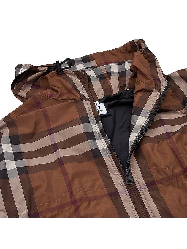 Check Hooded Jacket Dark Birch Brown - BURBERRY - BALAAN 10