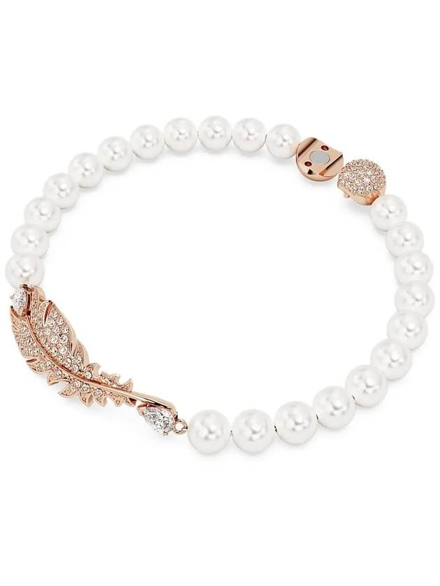 Idyllia Nice Feather Pearl Bracelet Rose Gold White - SWAROVSKI - BALAAN 3