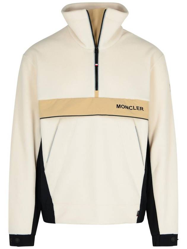 Grenoble Polartec half zip polo neck sweatshirt white ivory - MONCLER - BALAAN 2