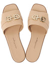 Gancini Leather Slippers Beige - SALVATORE FERRAGAMO - BALAAN 3