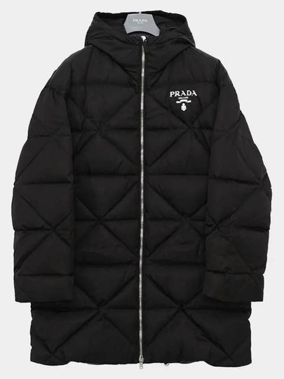 Logo Re-Nylon Down Padded Jacket Black - PRADA - BALAAN 2