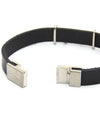 Opyum Silver Logo Leather Bracelet Black - SAINT LAURENT - BALAAN 7