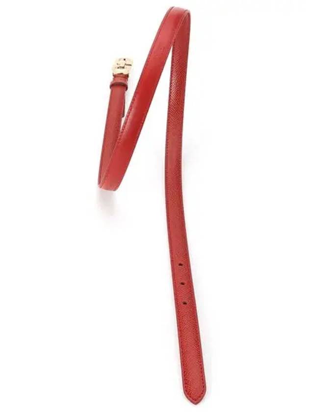 Gancini Leather Belt Red - SALVATORE FERRAGAMO - BALAAN 4