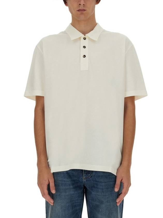 Cotton Short Sleeve Polo Shirt Dove - BOTTEGA VENETA - BALAAN 2